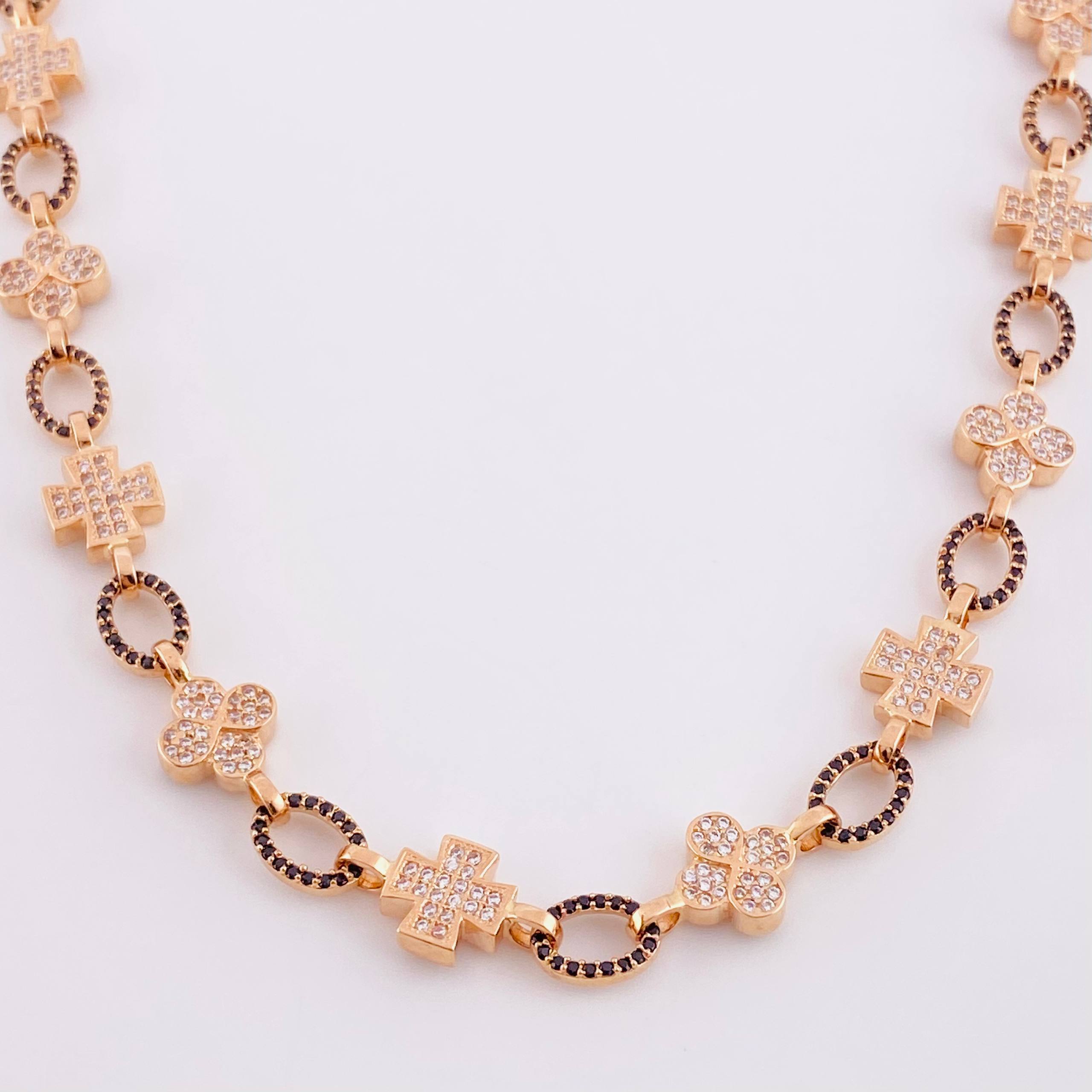 Cadena Rustico Cruz Trebol 51.65g / 28 1/4 in / 8.9mm Oro Rosa 18K