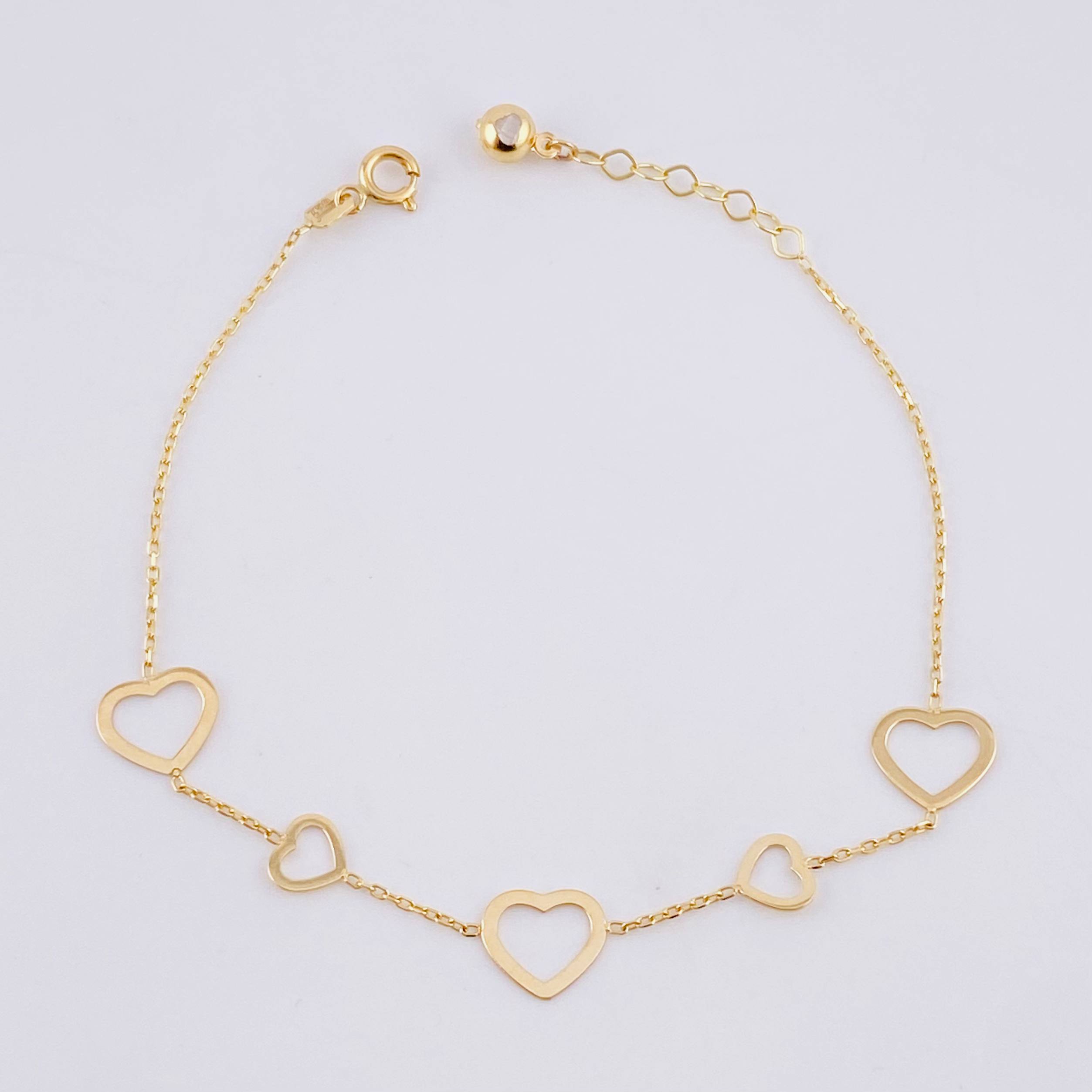 Pulso Aro Seguido Silueta Corazon 1.65g / 7 1/4 in / 0.6mm Oro Amarillo 18K