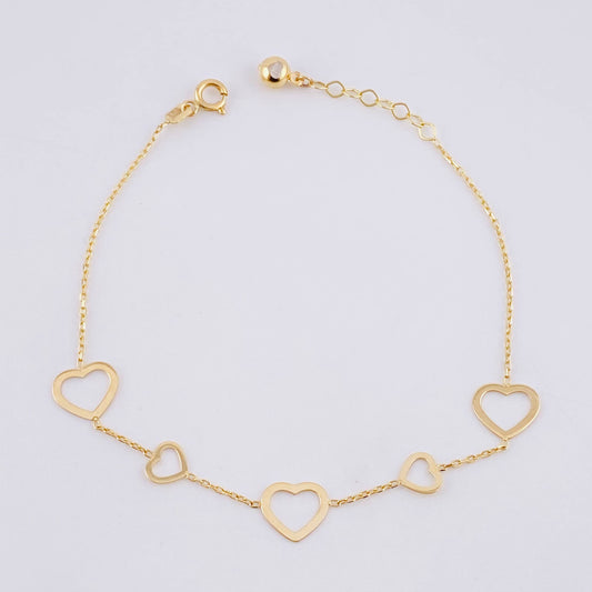 Pulso Aro Seguido Silueta Corazon 1.65g / 7 1/4 in / 0.6mm Oro Amarillo 18K