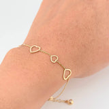 Pulso Aro Seguido Silueta Corazon 1.65g / 7 1/4 in / 0.6mm Oro Amarillo 18K