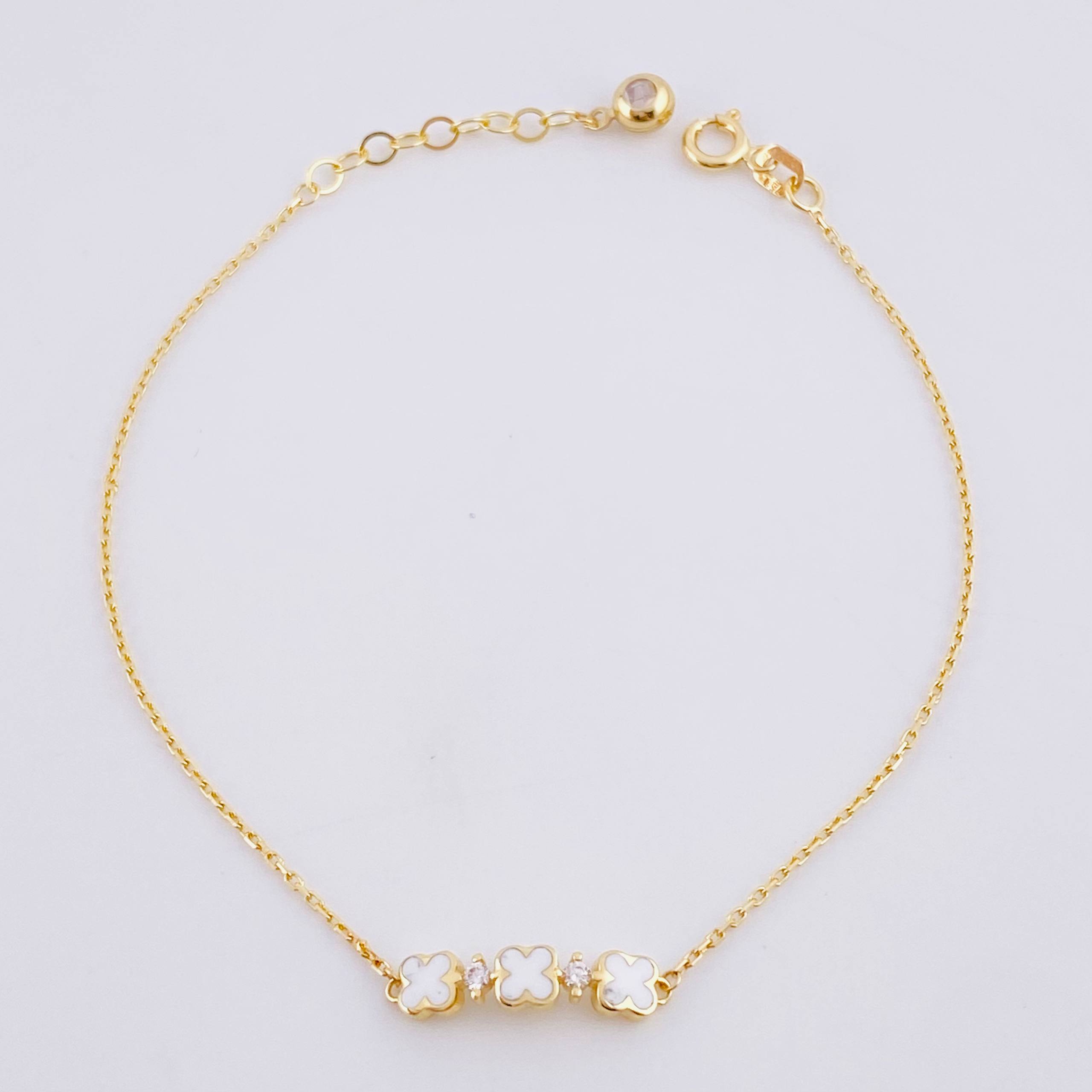 Classic Link Bracelet Clover 1.8g / 7 3/4 in / 0.6mm Yellow Gold 18K