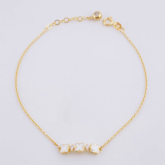 Pulso Aro Seguido Trebol 1.75g / 7 3/4 in / 0.6mm Oro Amarillo 18K