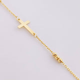 Classic Link Bracelet Cross Plain 1.3g / 7 3/4 in / 0.6mm 18K Yellow Gold