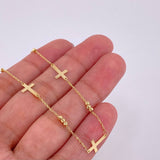 Classic Link Bracelet Cross Plain 1.3g / 7 3/4 in / 0.6mm 18K Yellow Gold