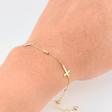 Classic Link Bracelet Cross Plain 1.3g / 7 3/4 in / 0.6mm 18K Yellow Gold