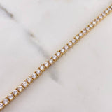 Pulso Tennis 19.5gr / 18cm / Circones Blancos Oro Amarillo 18K &