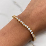 Pulso Tennis 19.5gr / 18cm / Circones Blancos Oro Amarillo 18K &