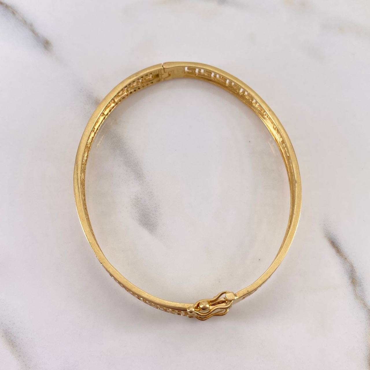 Bracelet Tribal Hoop 13.75gr / 20cm / White Zircons 18K Yellow Gold &