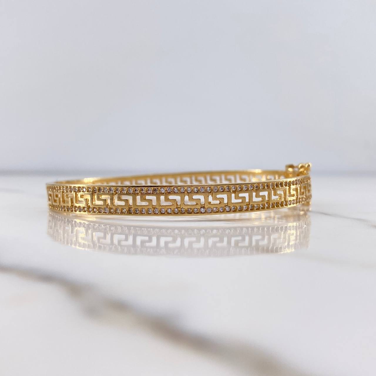Bracelet Tribal Hoop 13.75gr / 20cm / White Zircons 18K Yellow Gold &