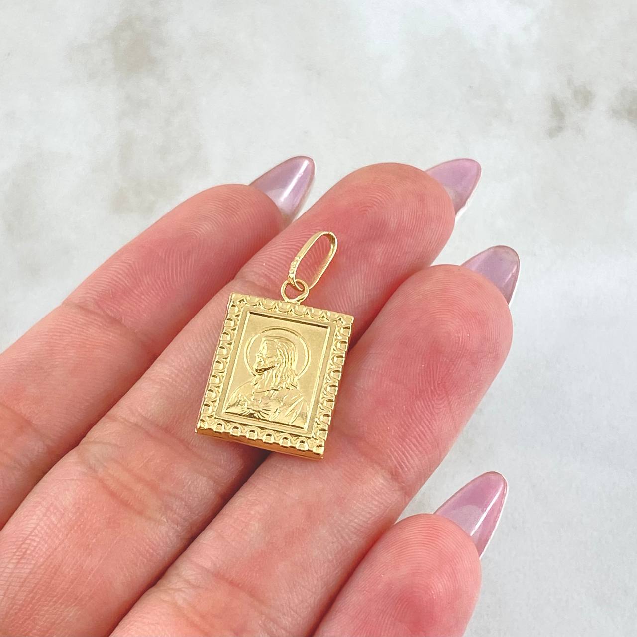 Dije Placa Doble Faz 1.35gr / 1 in / Oro Amarillo 18K *