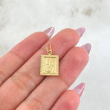 Dije Placa Doble Faz 0.85gr / 3/4 in / Oro Amarillo 18K *