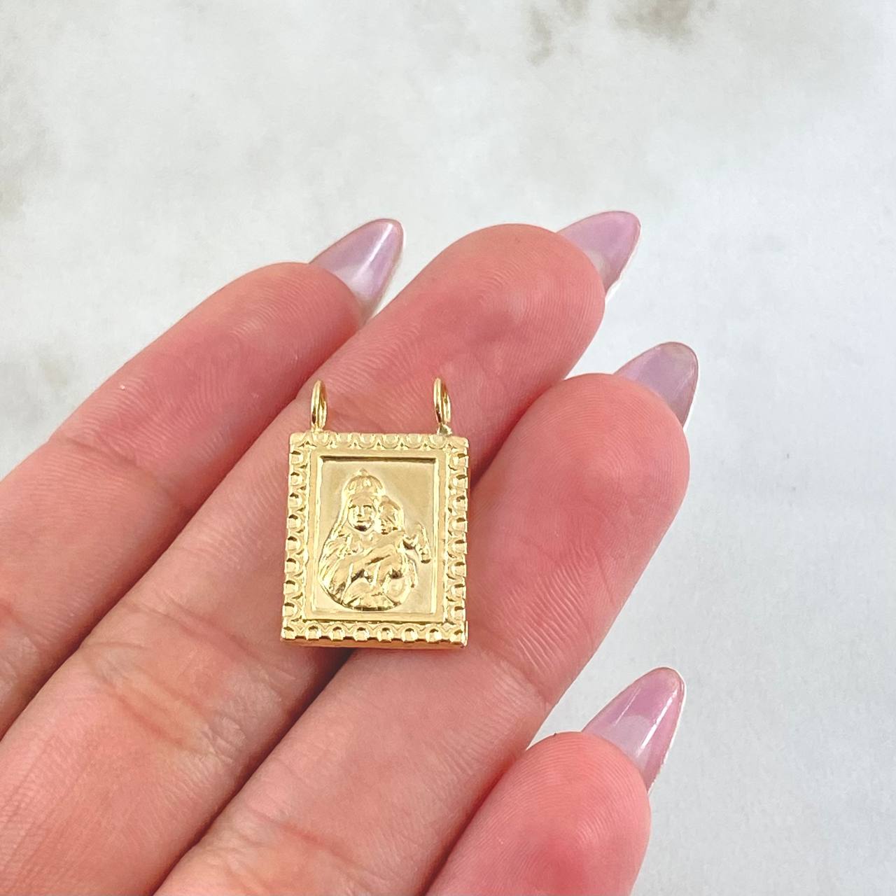 Dije Escapulario Doble Faz 1.45gr / 3/4 in / Oro Amarillo 18K