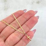 Set Cadena y Dije Plana + Cruz Lisa 1.5gr / Oro Amarillo 18K