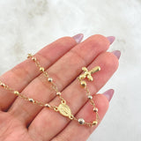 Rosario Virgen Milagrosa 6.4gr / 23 1/2 in / 3mm-4mm Tres Oros 18K *