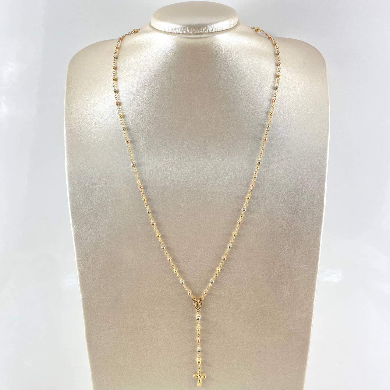 Rosario Virgen Milagrosa 6.4gr / 23 1/2 in / 3mm-4mm Tres Oros 18K *