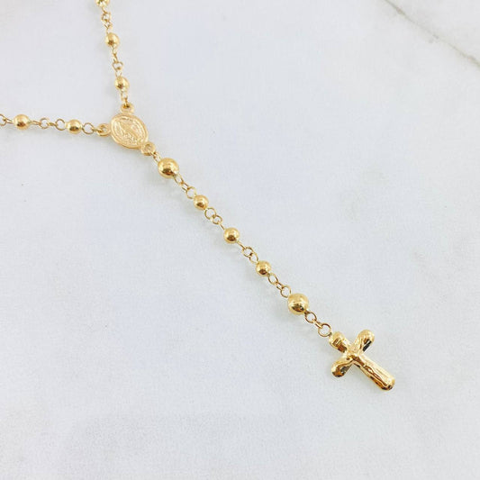Rosario Virgen Milagrosa 6.4gr / 21 3/4 in / 3mm-4mm Oro Amarillo 18K *