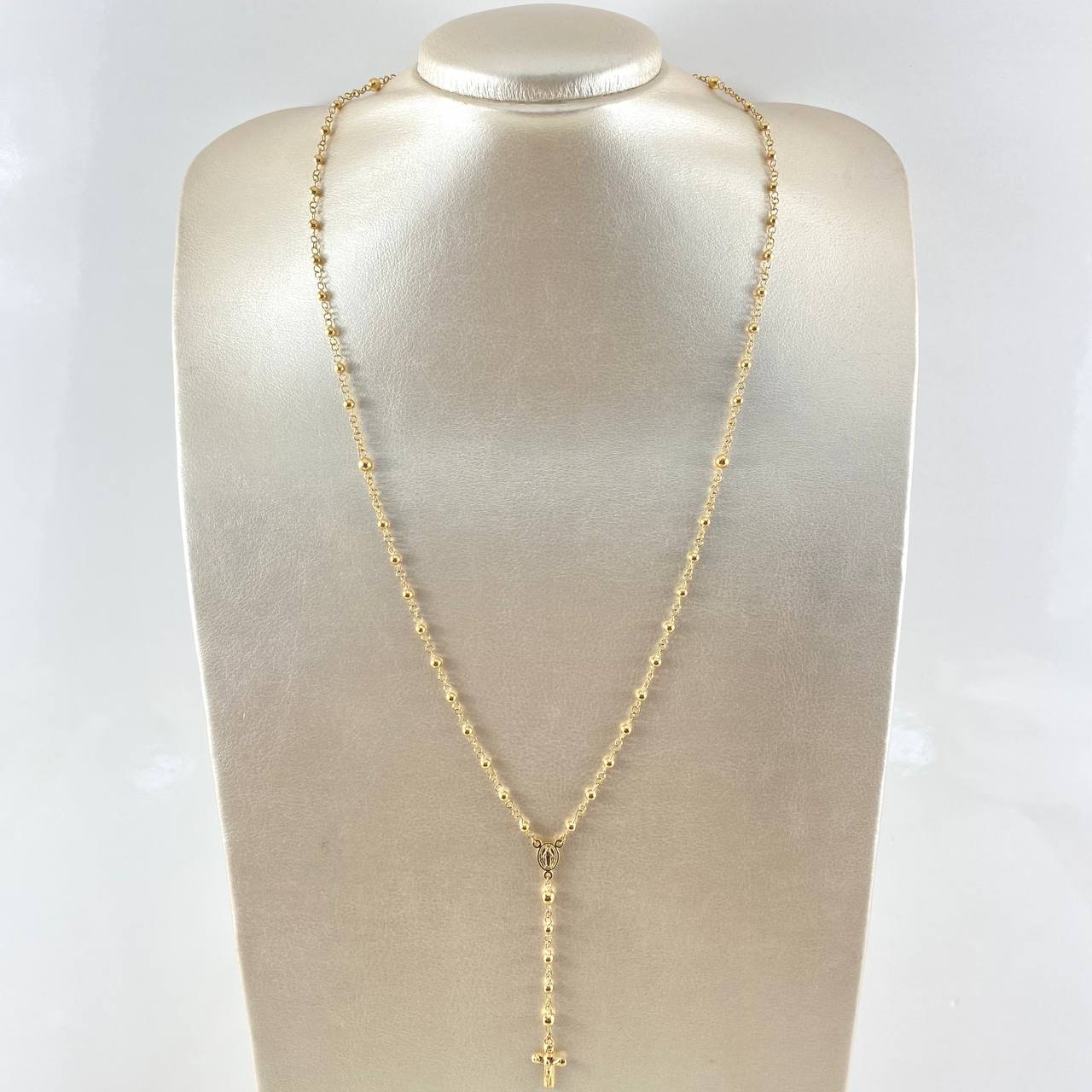 Rosario Virgen Milagrosa 6.6gr / 23 1/2 in / 3mm-4mm Oro Amarillo 18K *