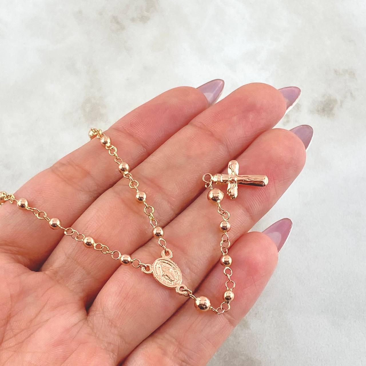 Rosario Virgen Milagrosa 6.5gr / 23 1/2 in / Oro Rosa 18K