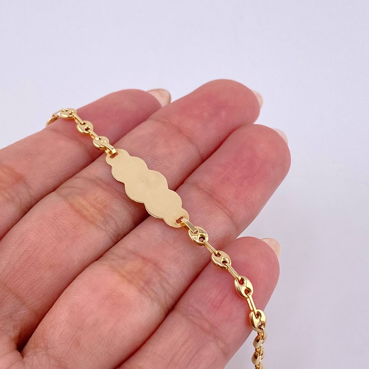 Bracelet Baby Gc Cloud Plate 1.7 g / 6 1/4 in / 3.2 mm Yellow Gold 18K