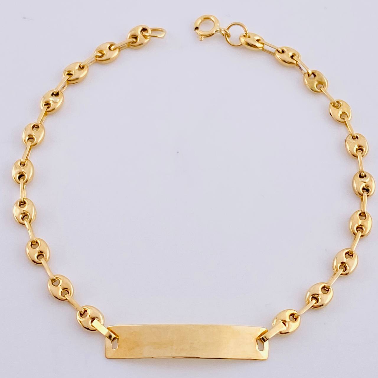 Baby Bracelet Gc Rectangular Plate 1.6 g / 6 1/4 in / 3.2 mm 18K Yellow Gold