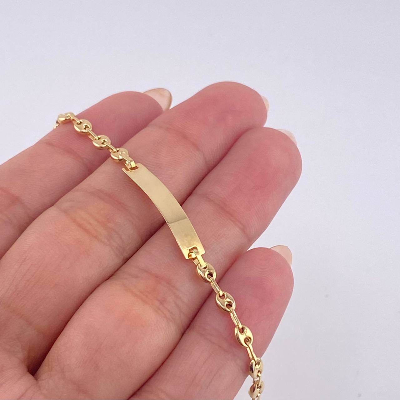 Bracelet Baby Gc Rectangular Plate 1.55 g / 6 1/4 in / 3.2 mm Yellow Gold 18K
