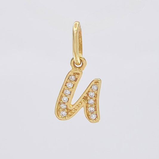 Dije Letra U Cursiva 0.75 g / 3/4 in Oro Amarillo 18K