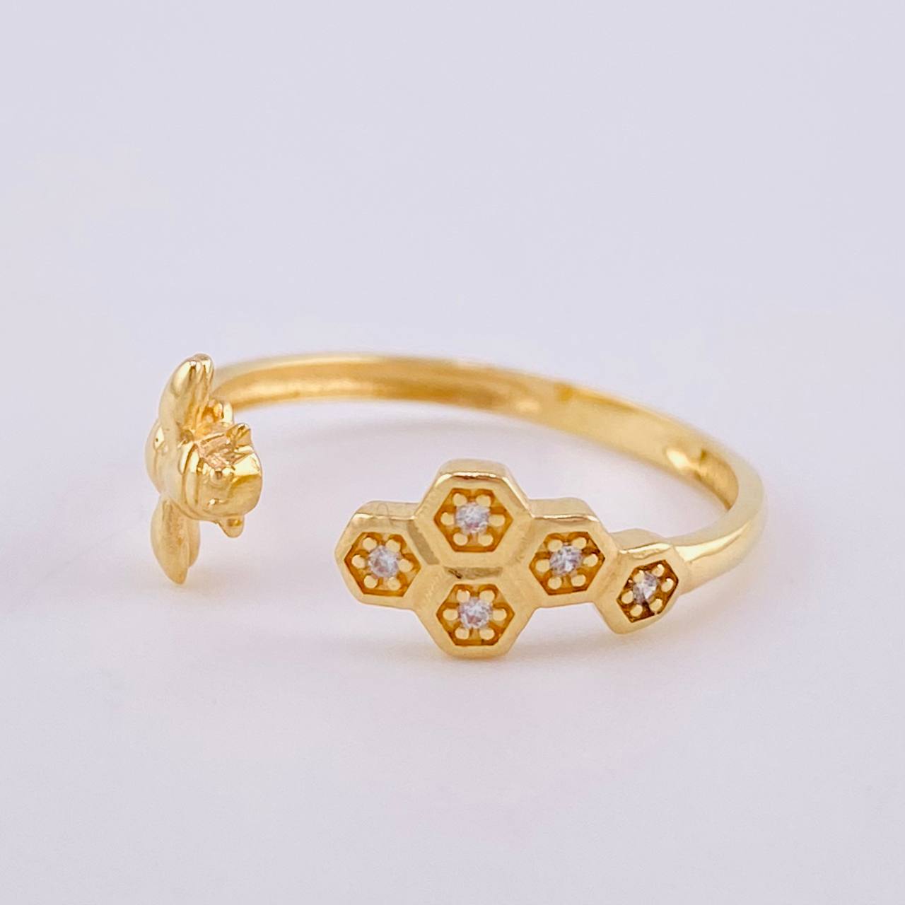 Anillo Enjambre De Abeja 1.4 g / T6 Oro Amarillo 18K