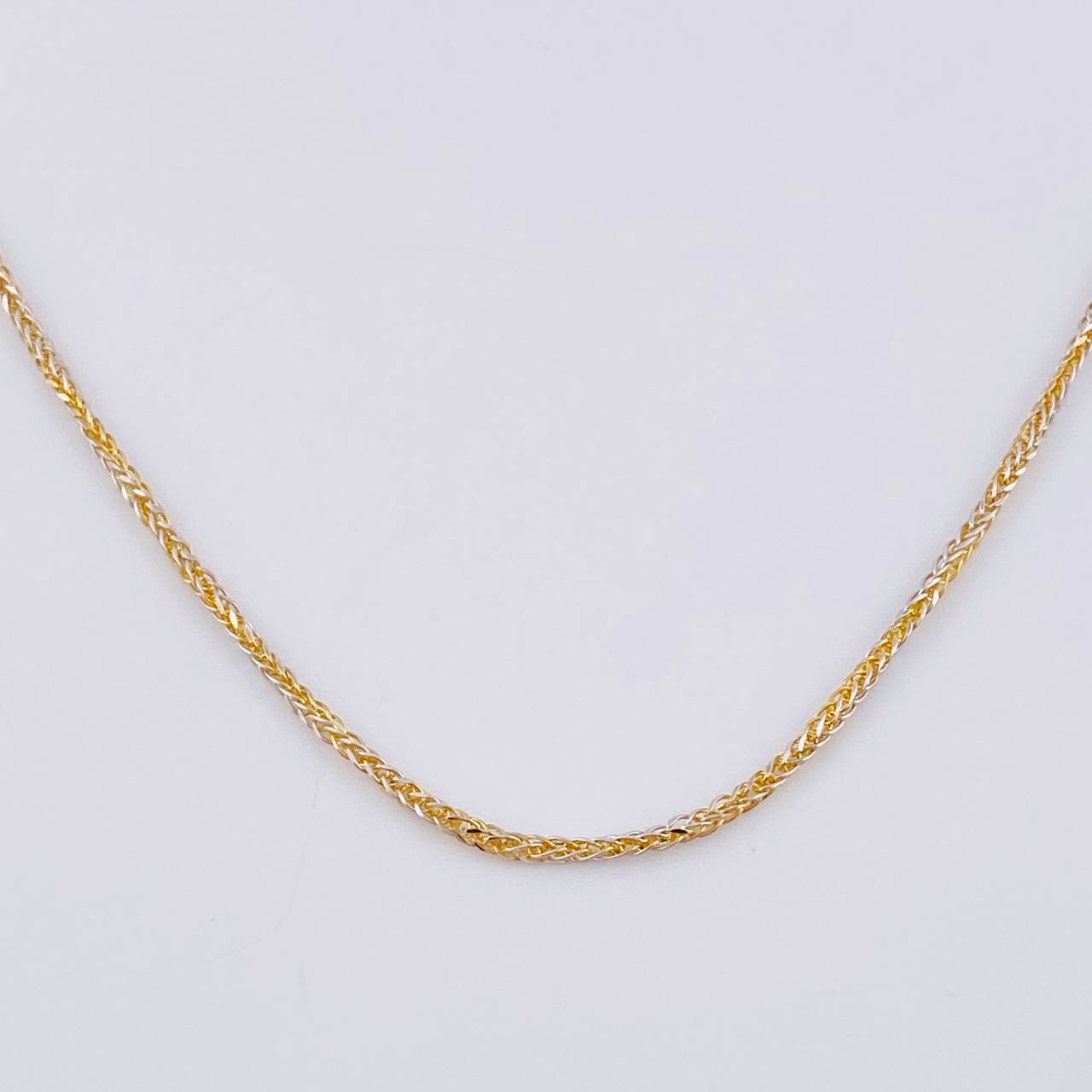 Cadena Franco 2.15 g / 23 3/4 in / 1.2 mm Dos Oros Amarillo Blanco 18K