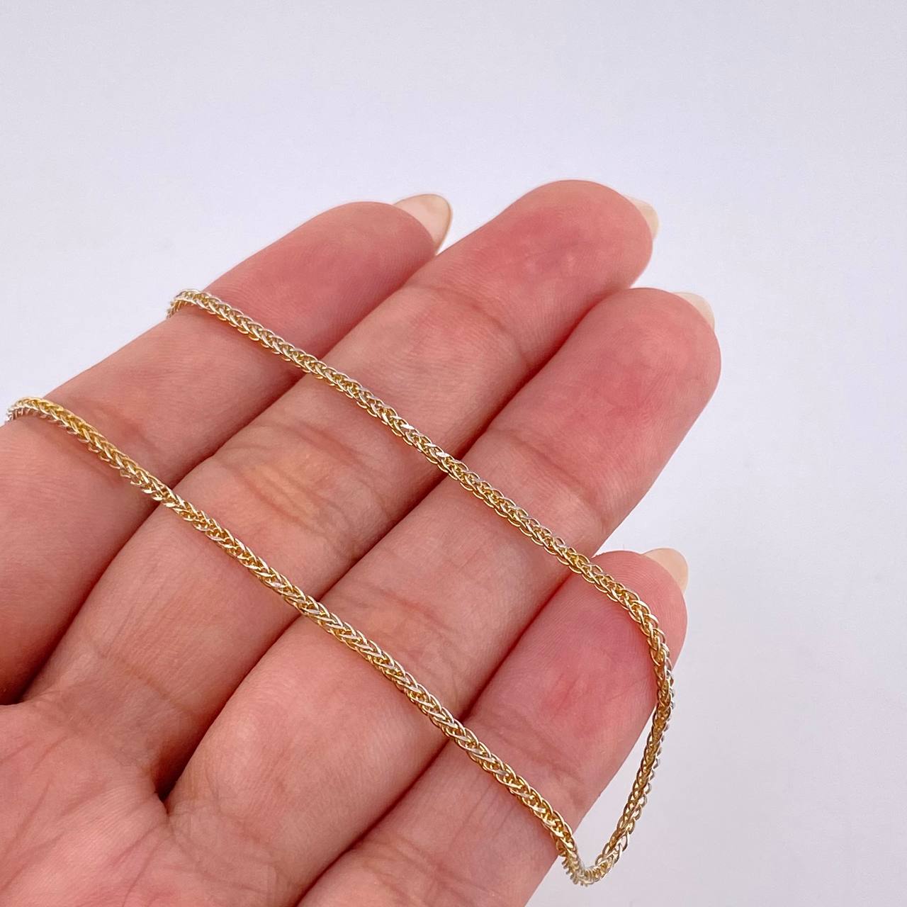 Cadena Franco 2.15 g / 23 3/4 in / 1.2 mm Dos Oros Amarillo Blanco 18K