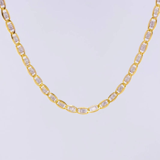 Cadena Plana Diamantada 4.3 g / 23 3/4 in / 2.9 mm Dos Oros Amarillo Blanco 18K