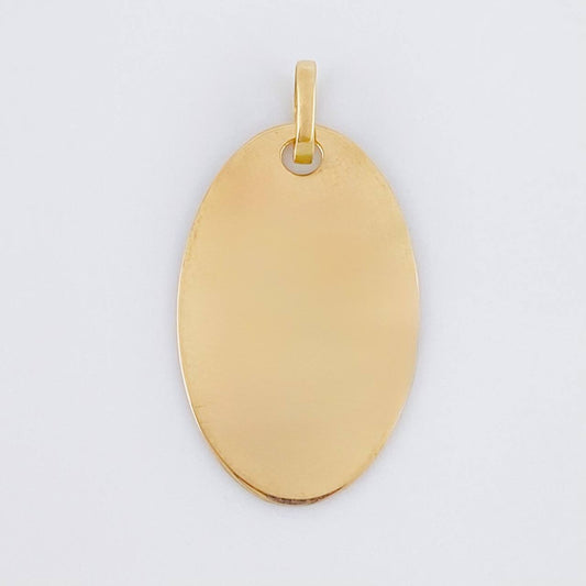 Oval Plate Pendant 1.2 g / 1 in 18K Yellow Gold