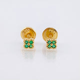 Topos Trebol Esmeraldas 6pts 0.8gr / 3.6mm Oro Amarillo 18K