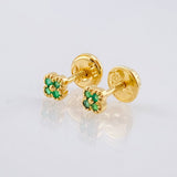 Topos Trebol Esmeraldas 5pts 0.8gr / 3mm Oro Amarillo 18K ©