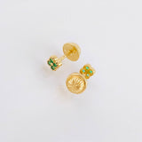 Topos Trebol Esmeralda 6pts 0.8gr / 3.6mm Oro Amarillo 18K *