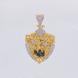 Dije Escudo San Miguel Arcangel 16.2g / 2 1/4 in Dos Oros Amarillo Blanco 18K
