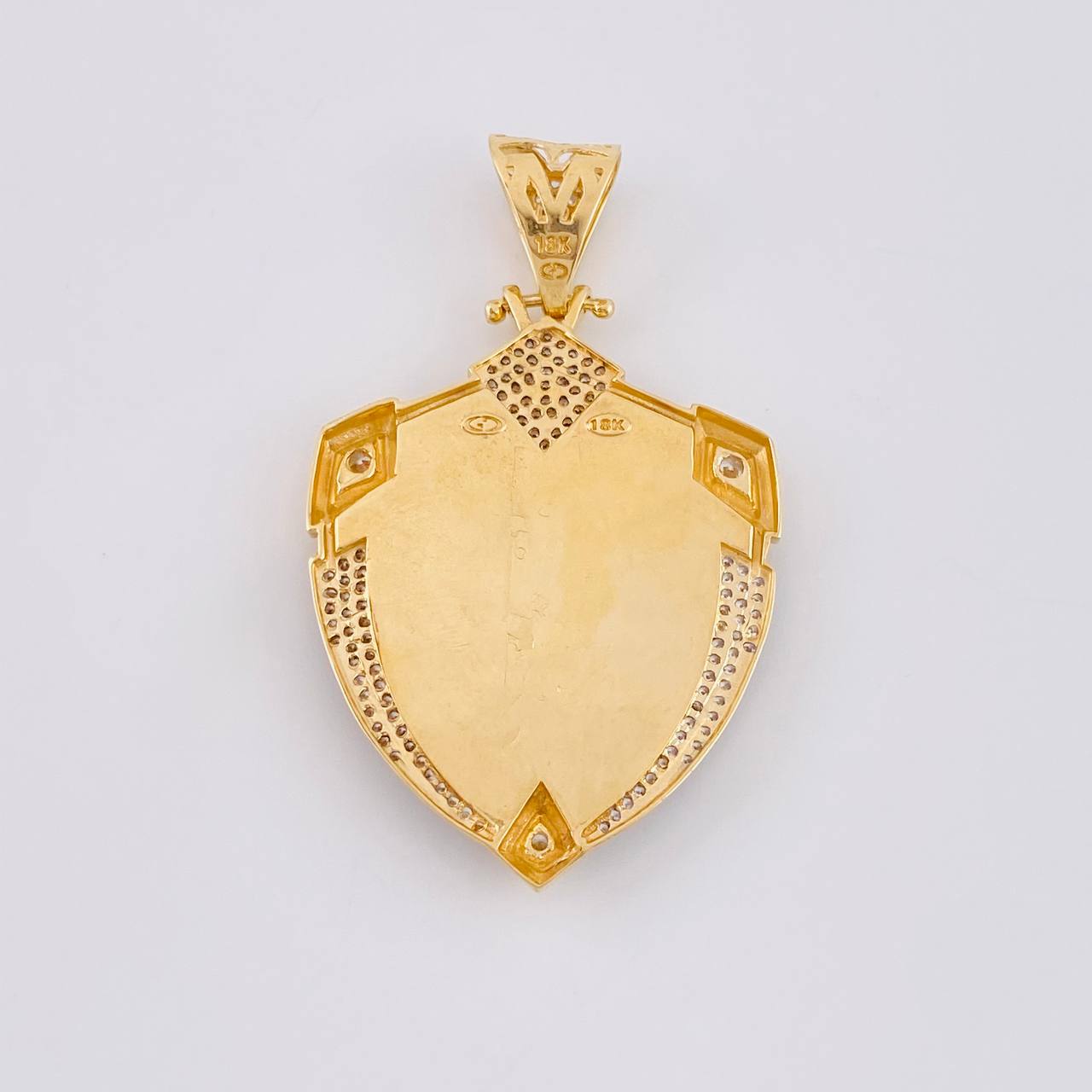 Dije Escudo San Miguel Arcangel 16.2g / 2 1/4 in Dos Oros Amarillo Blanco 18K