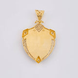 Dije Escudo San Miguel Arcangel 16.2g / 2 1/4 in Dos Oros Amarillo Blanco 18K