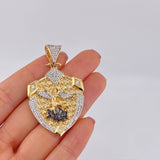 Dije Escudo San Miguel Arcangel 16.2g / 2 1/4 in Dos Oros Amarillo Blanco 18K