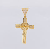 Dije Cruz Cristo San Benito 12g / 2 1/2 in Oro Amarillo 18K