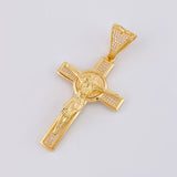 Dije Cruz Cristo San Benito 12g / 2 1/2 in Oro Amarillo 18K