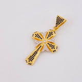 Dije Cruz Floral 6.6g / 1 3/4 in Dos Oros Amarillo Blanco 18K