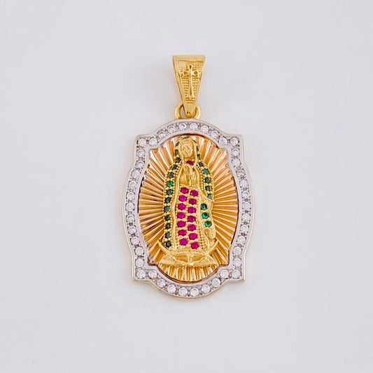 Pendant Virgin of Guadalupe 7.2g / 1 1/2 in Two-Tone Yellow White 18K Gold