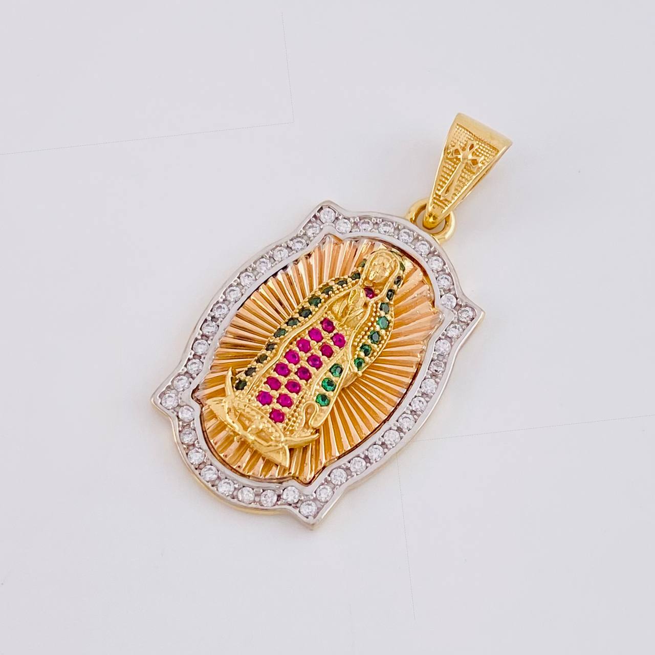 Pendant Virgin of Guadalupe 7.2g / 1 1/2 in Two-Tone Yellow White 18K Gold