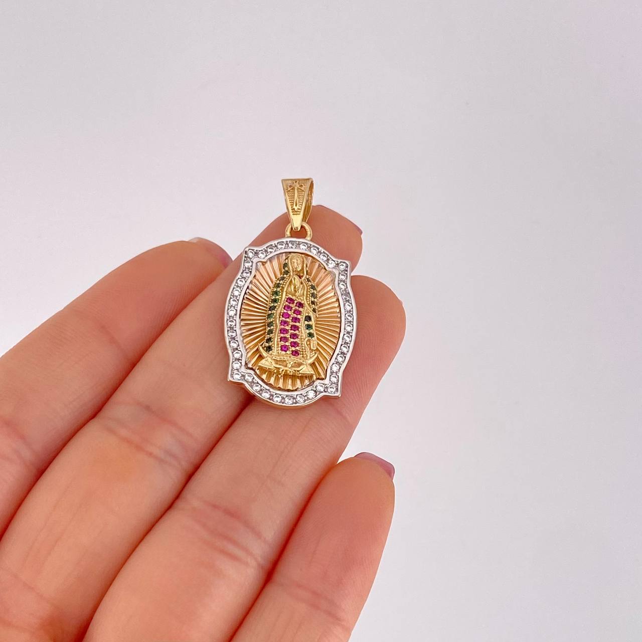 Pendant Virgin of Guadalupe 7.2g / 1 1/2 in Two-Tone Yellow White 18K Gold