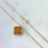 Cadena Aro Seguido Treból VCyA 3.85gr / 45cm / 1.5mm Ojo De Tigre Punteado Oro Amarillo  18K
