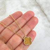 Cadena Aro Seguido Treból VCyA 3.85gr / 45cm / 1.5mm Ojo De Tigre Punteado Oro Amarillo  18K