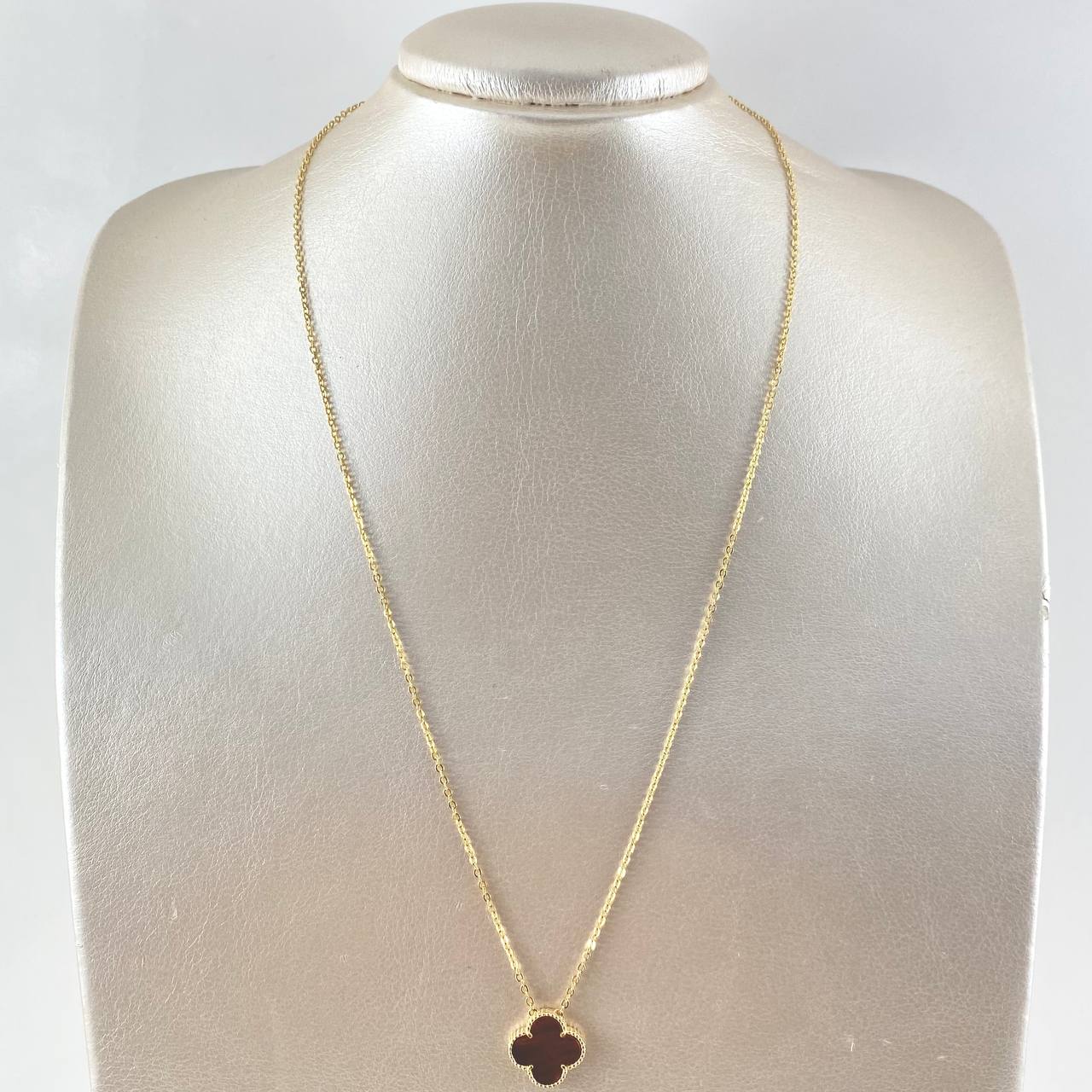 Cadena Aro Seguido Treból VCyA 3.85gr / 45cm / 1.5mm Ojo De Tigre Punteado Oro Amarillo  18K