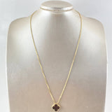 Cadena Aro Seguido Treból VCyA 4.05gr / 50cm / 1.5mm Ojo De Tigre Punteado Oro Amarillo  18K