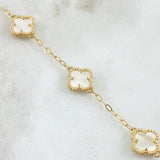 Classic Link Bracelet VCyA Gradual Clover 5.55gr / 16cm-19cm / 1.9mm White Mother-of-Pearl Dotted Yellow Gold 18K *