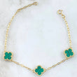Clover Bracelet Green Malachite 3.2gr / 6 3/4 in / 8mm National Special 18K Yellow Gold